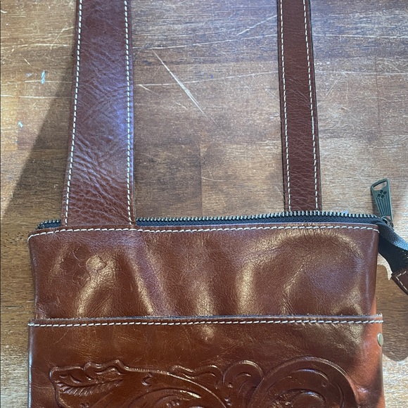 Patricia Nash Brown Floral Embossed Crossbody Bag Chocolate Brown - Picture 12 of 13